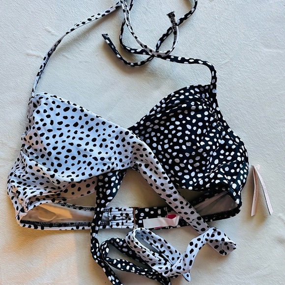 Victoria’s Secret Bikini Top Size 34B Black and White - Picture 2 of 7